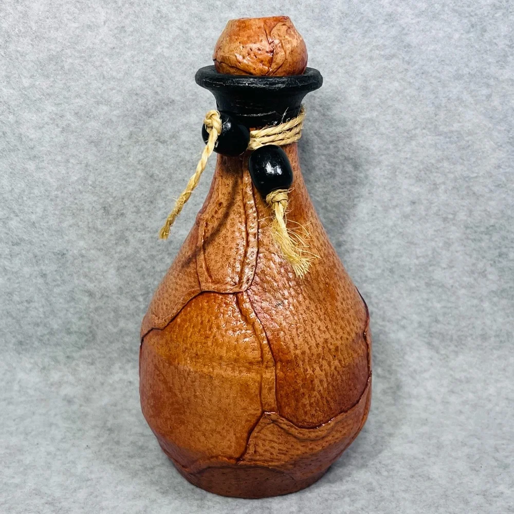 Hand Wrapped Ceramic Jug Decanter with Matching Stopper Made in Mexico 7” H 2008